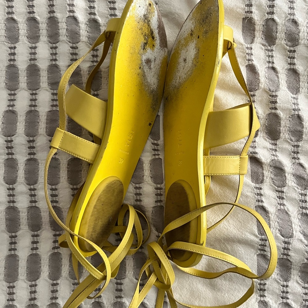 Tibi Yellow Lace-Up Leather Sandals - Picture 3 of 4